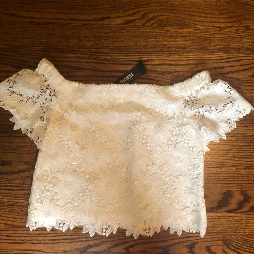 WHBM cropped lace top size 2